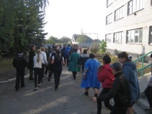 Учебная тренировка эвакуации учащихся школы и персонала